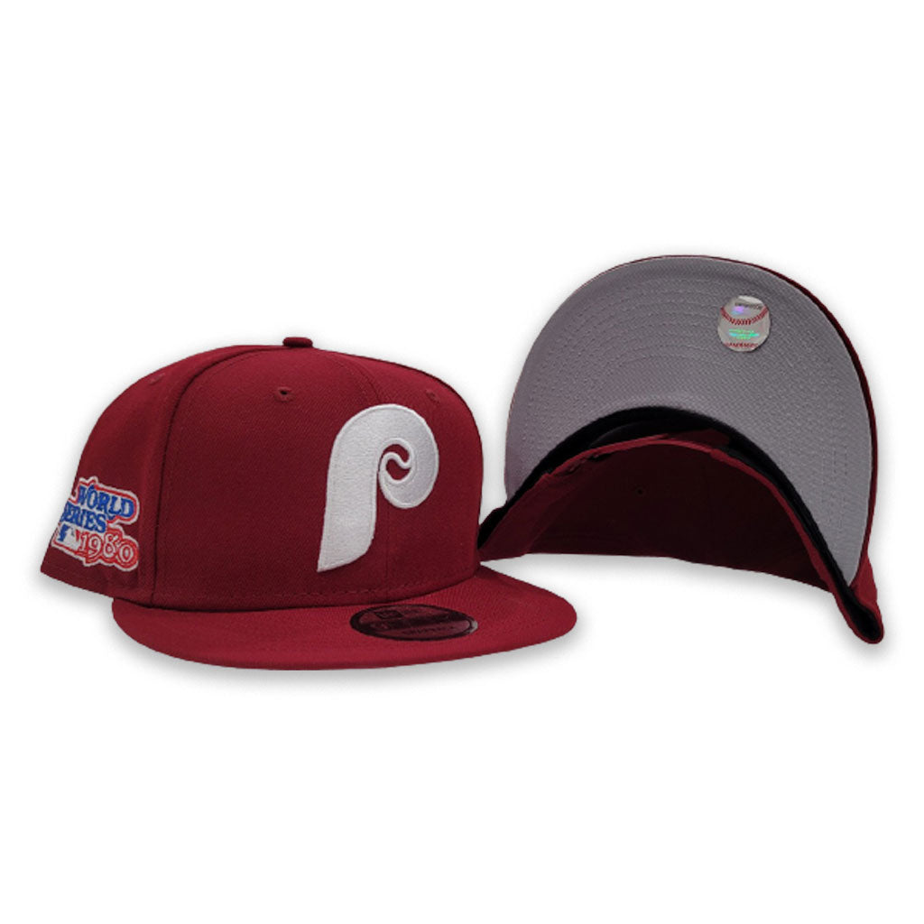 Philadelphia Phillies 1980 World Series Patch Team Trucker Snapback Hat -  Burgundy