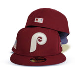 Burgundy Philadelphia Phillies Lavender Bottom 1980 World Series Side Patch New Era 59Fifty Pop Sweat Fitted