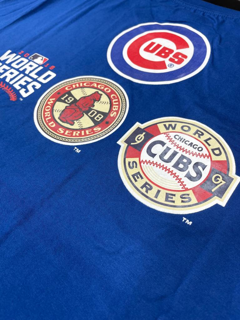 Exclusive Fitted Royal Blue Chicago Cubs 3X World Series Champions New Era Short Sleeve T-Shirt L