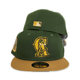 Olive Green Calfornia Angels Tan Visor Gray Bottom 35th Anniversary Side Patch New Era 59Fifty Fitted