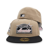 Camel Houston Astros Black Visor Pink Bottom 20th Anniversary Side Patch New Era 59Fifty Fitted