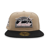 Camel Houston Astros Black Visor Pink Bottom 20th Anniversary Side Patch New Era 59Fifty Fitted