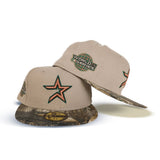 Camel Houston Astros Real Tree Camo Visor Gray Bottom 2005 World Series Side Patch New Era 59Fifty Fitted