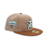 Camel Houston Astros Toast Visor Mint Green Bottom 2022 World Series Champions Side Patch New Era 59Fifty Fitted