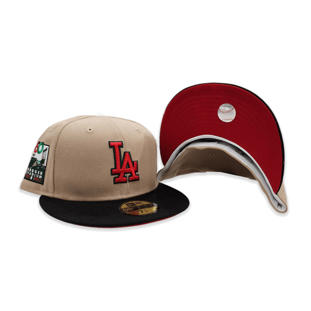 Los Angeles Dodgers New Era Red Under Visor 59FIFTY Fitted Hat - Gold