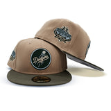 Camel Los Angeles Dodgers Olive Green Visor Gray Bottom 40th Anniversary Side Patch New Era 59Fifty Fitted