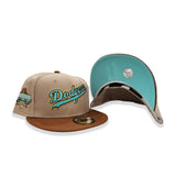 Camel Los Angeles Dodgers Toast Visor Mint Green Bottom 40th Anniversary Side Patch New Era 59Fifty Fitted