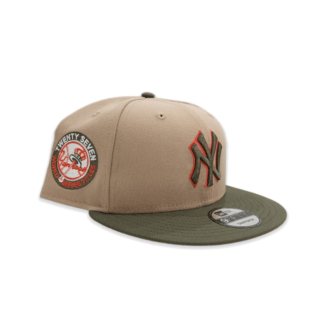 New York Yankees New Era 27 World Series Championships Cream Undervisor  59FIFTY Fitted Hat - Brown