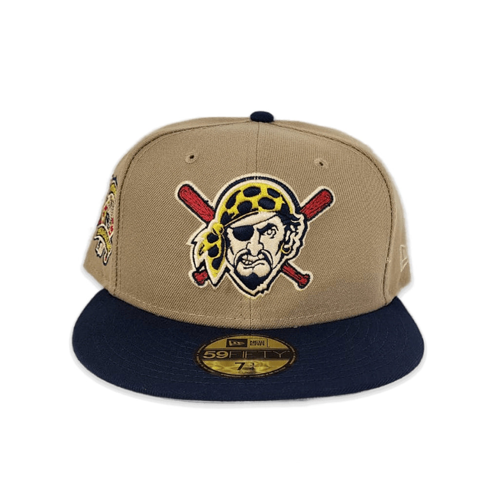 New Era 59FIFTY Pittsburgh Pirates Pinstripe 5950 Day Fitted Hat Camel Black