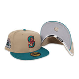 Camel Seattle Mariners Aqua Visor Gray Bottom 30th Anniversary Side Patch New Era 59Fifty Fitted