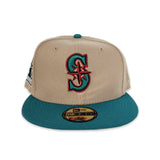 Camel Seattle Mariners Aqua Visor Gray Bottom 30th Anniversary Side Patch New Era 59Fifty Fitted