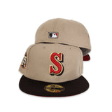 Camel Seattle Mariners Brown Visor Red Bottom 35th Anniversary Side Patch New Era 59Fifty Fitted