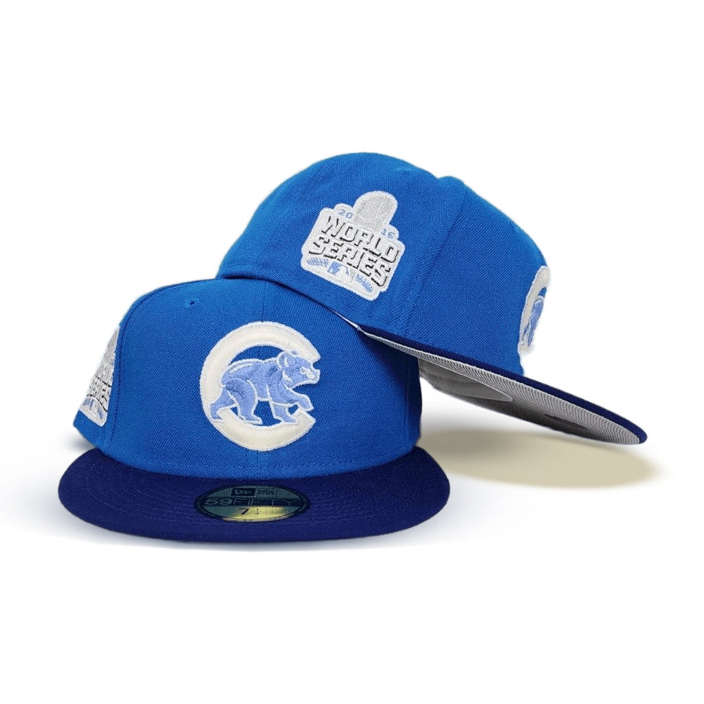 Cardinal Blue Chicago Cubs Royal Visor Silver Bottom 2016 World Series Side Patch New Era 59Fifty Fitted