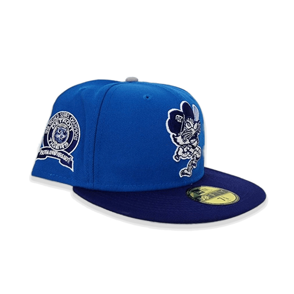 Cardinal Blue Detroit Tigers Royal Visor Silver Bottom 1968 World Series Champions Side Patch New Era 59Fifty Fitted