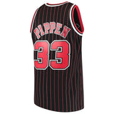 Chicago Bulls 1995-96 Scottie Pippen Mitchell & Ness Black Pinstripe Swingman Jersey