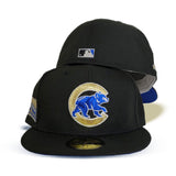 Black Chicago Cubs Royal Bottom Wrigley Field Side Patch New Era 59Fifty Fitted