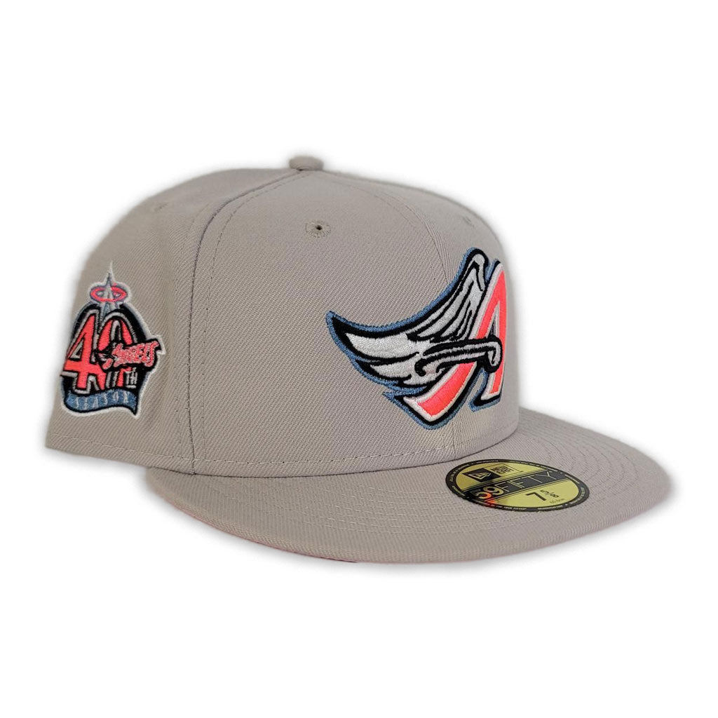 Cream Los Angeles Angels Pink Bottom 40th Season Season Side Patch New Era 59Fifty Fitted