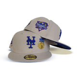 Cream New York Mets Royal Blue Bottom 2000 World Series Side Patch New Era 59Fifty Fitted