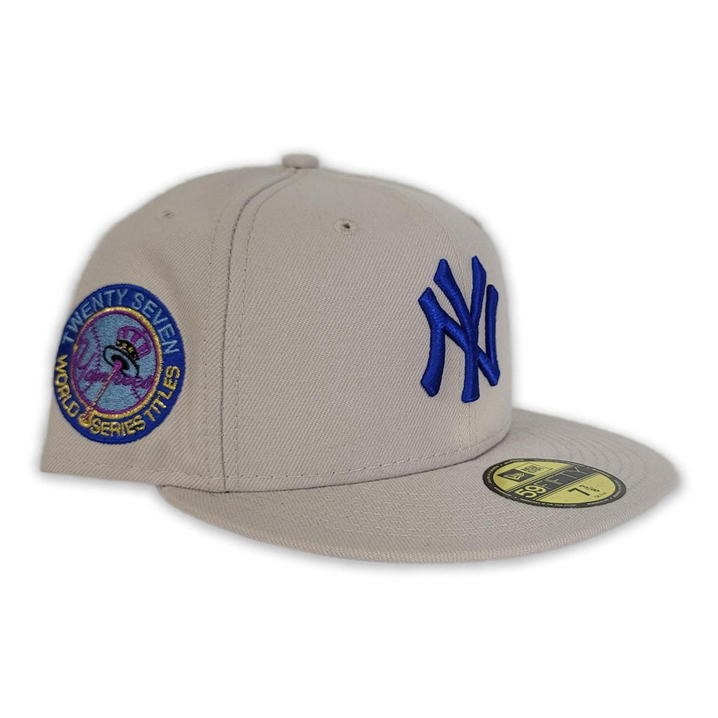 Cream New York Yankees Royal Blue Bottom 27 World Series Champions Side Patch New Era 59Fifty Fitted
