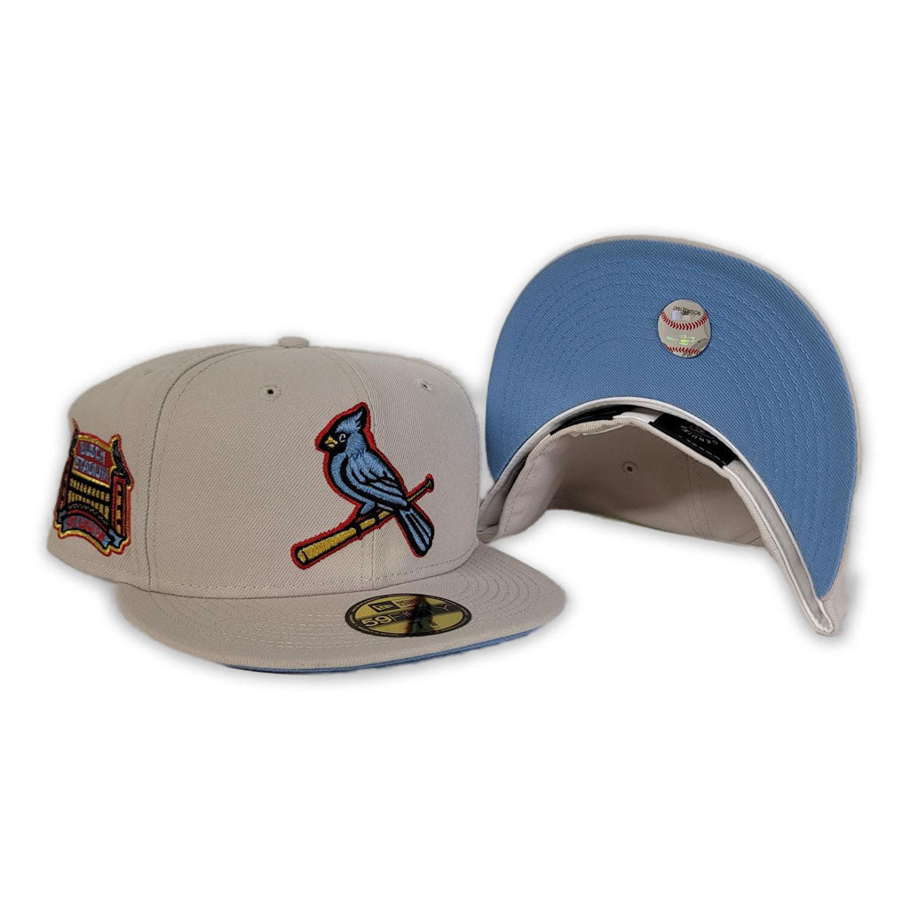 Cream St. Louis Cardinals Icy Blue Bottom Bush Stadium Side Patch New Era 59Fifty Fitted