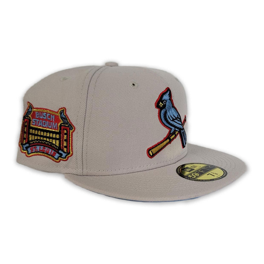 Cream St. Louis Cardinals Icy Blue Bottom Bush Stadium Side Patch New Era 59Fifty Fitted