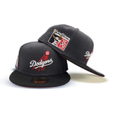 Dark Gray Brooklyn Dodger Black Visor Red Bottom Jackie Robinson 75th Years Side Patch New Era 59Fifty Fitted