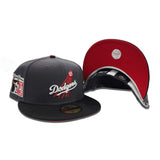Dark Gray Brooklyn Dodger Black Visor Red Bottom Jackie Robinson 75th Years Side Patch New Era 59Fifty Fitted