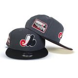 Dark Gray Montreal Expos Black Visor Red Bottom Olympic Stadium Side Patch New Era 9Fifty Snapback