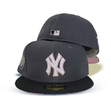 Dark Gray New York Yankees Black Visor Pink Bottom 1999 World Series Side Patch New Era 59Fifty Fitted