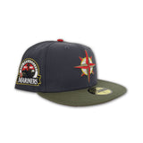 Dark Gray Seattle Mariners Olive Green Visor Red Bottom 30th Anniversary Side Patch New Era 59Fifty Fitted