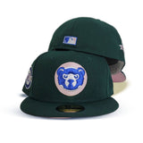 Dark Green Chicago Cubs Pink Bottom A Century Wrigley Field Side Patch New Era 59Fifty Fitted