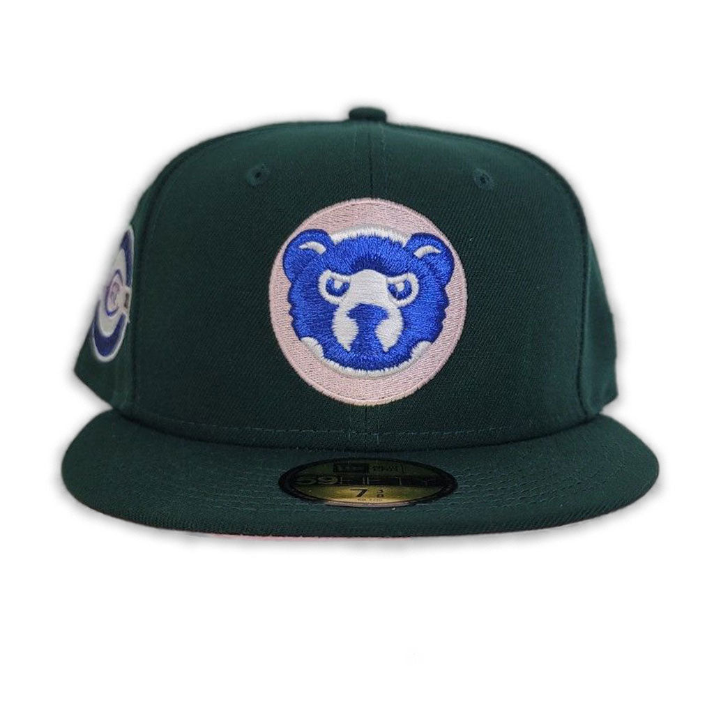 Dark Green Chicago Cubs Pink Bottom A Century Wrigley Field Side Patch New Era 59Fifty Fitted