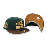 Dark Green Chicago White Sox Brown Visor Panama Tan Bottom Sox Baseball Side patch New Era 59Fifty Fitted