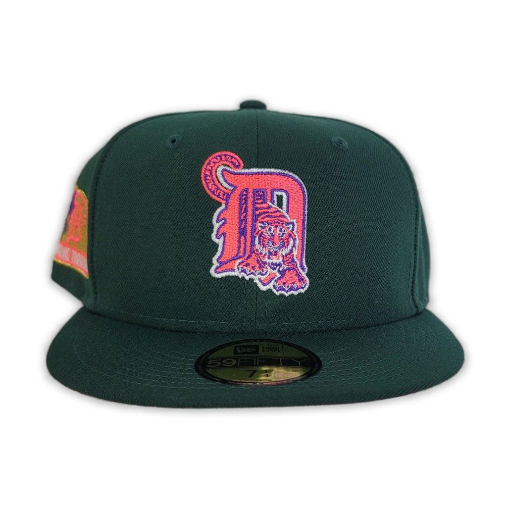 Dark Green Detroit Tigers Pink Bottom Spring Traning Side Patch New Era 59Fifty Fitted