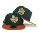 Dark Green Houston Astros Rust Visor Gray Bottom 50th Anniversary Side Patch New Era 59Fifty Fitted