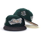 Dark Green Los Angeles Angels Black Corduroy Visor Peach Bottom 60th Anniversary Side Patch New Era 59Fifty Fitted
