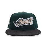 Dark Green Los Angeles Angels Black Corduroy Visor Peach Bottom 60th Anniversary Side Patch New Era 59Fifty Fitted