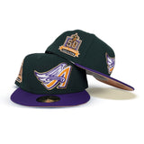 Dark Green Los Angeles Angels Purple Visor Peach Bottom Angel Stadium 50th Anniversary Side Patch New Era 59Fifty Fitted