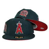 Dark Green Los Angeles Angels Red Bottom 50th Anniversary Patch New Era 59Fifty Fitted