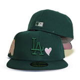Dark Green Los Angeles Dodgers Pink Bottom 75th World Series Side Patch New Era 59Fifty Fitted