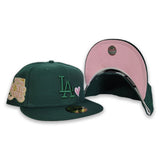 Dark Green Los Angeles Dodgers Pink Bottom 75th World Series Side Patch New Era 59Fifty Fitted