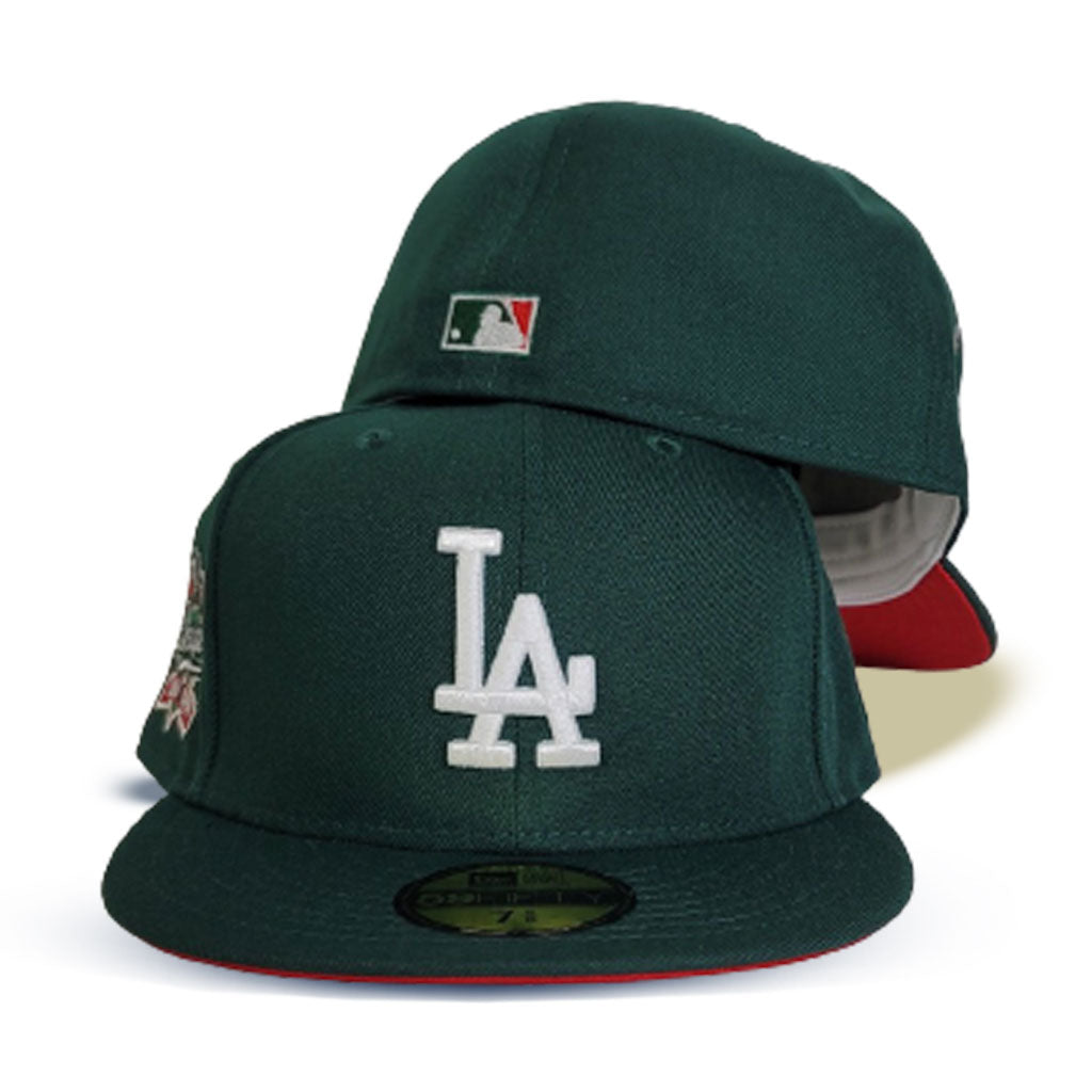 Los Angeles Dodgers 100 Anniversary New Era 59Fifty Fitted Hat (Glow in the  Dark Rose Black Green Under Brim)