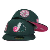 Dark Green Montreal Expos Fusion Pink Bottom 1982 All Star Game Side patch New Era 59Fifty Fitted