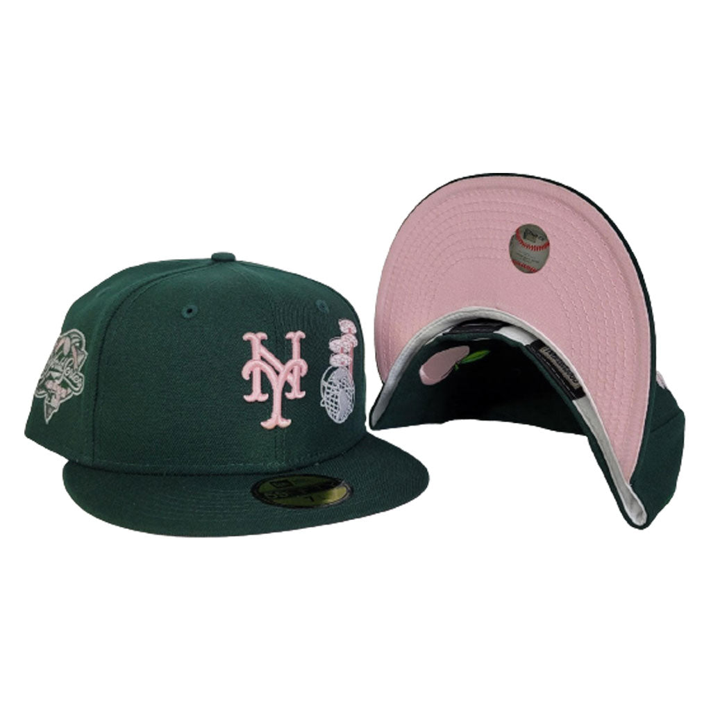 Dark Green New York Mets Pink Bottom World's Fair 2000 World Series New Era 59Fifty Fitted