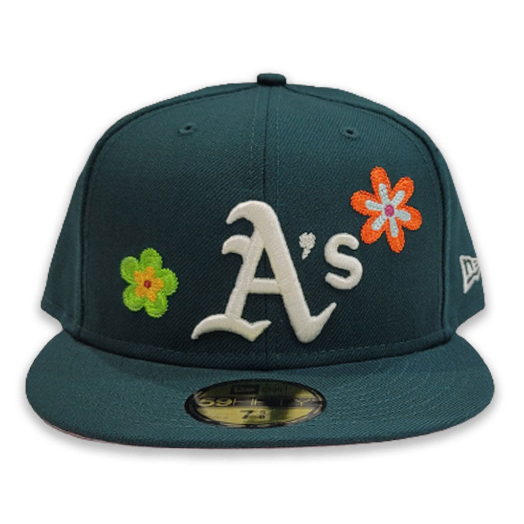 NEW ERA SIDEPATCH BLOOM OAKLAND A'S FITTED HAT (DARK GREEN