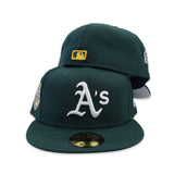 Dark Green Oakland Athletics Gray Bottom New Era Oakland Athletics Side Patch 59FIFTY Fitted