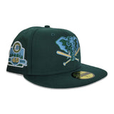 Dark Green Oakland Athletics Icy Blue Bottom 40th Anniversary Side Patch New Era 59Fifty Fitted