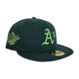 Dark Green Oakland Athletics Lime Green Bottom 1989 World Series Side Patch New Era Fitted