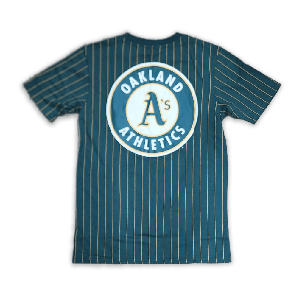 Exclusive Fitted Dark Green Oakland Athletics Yellow Pinstripe New Era Short Sleeve T-Shirt S
