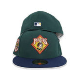 Dark Green Pittsburgh Pirates Navy Blue Visor Gold Bottom Three Rivers Stadium Side Patch New Era 59Fifty Fitted